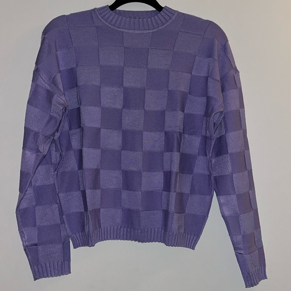 PrettyLittleThing Lilac Square Knit Oversized Sweater Small NWT - Picture 1 of 6